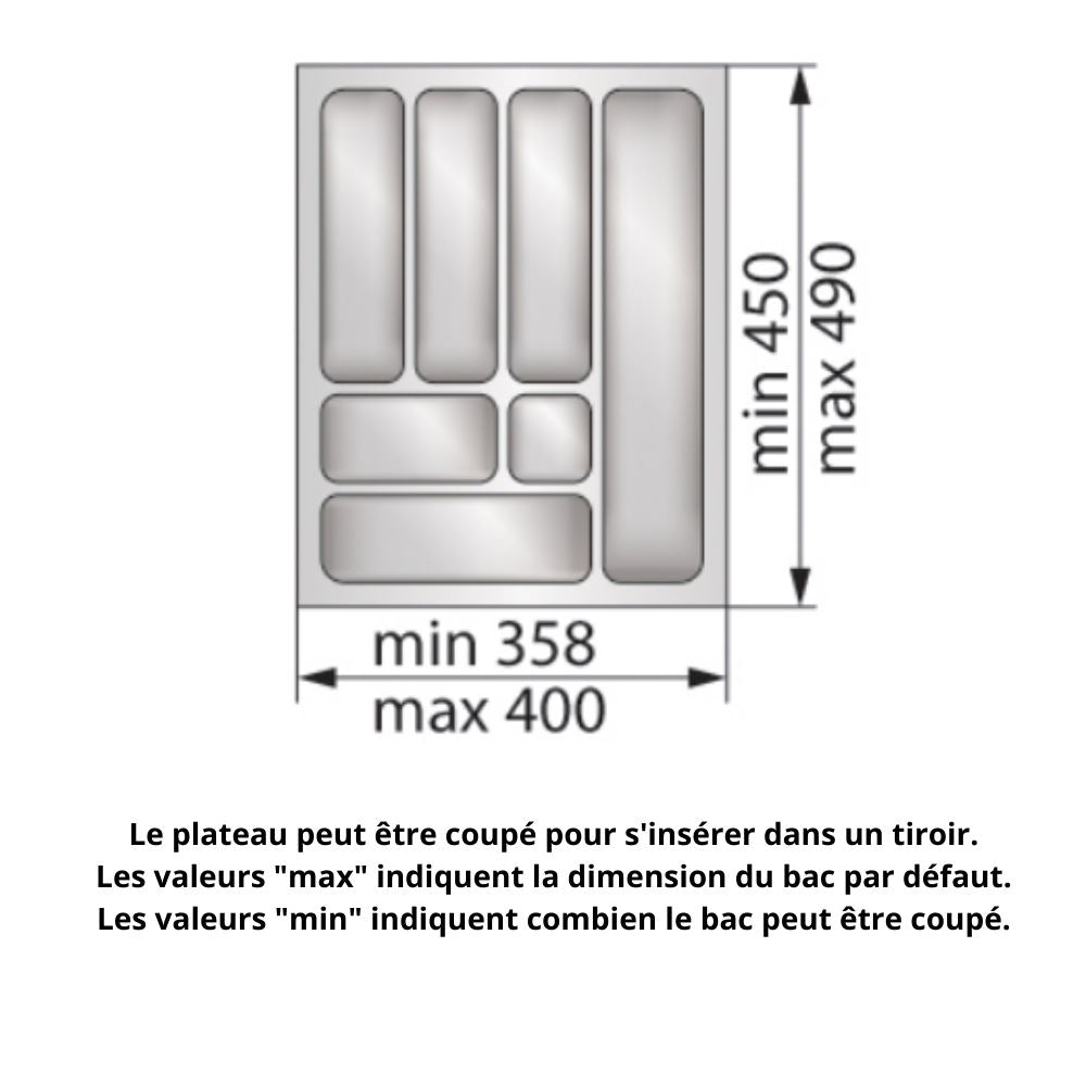 Range-couverts pour tiroir, largeur du meuble: 450 mm, profondeur: 490 mm - Blanc NTP 