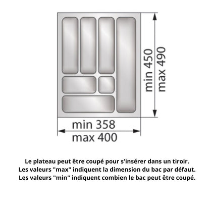 Range-couverts pour tiroir, largeur du meuble: 450 mm, profondeur: 490 mm - Métallique NTP 