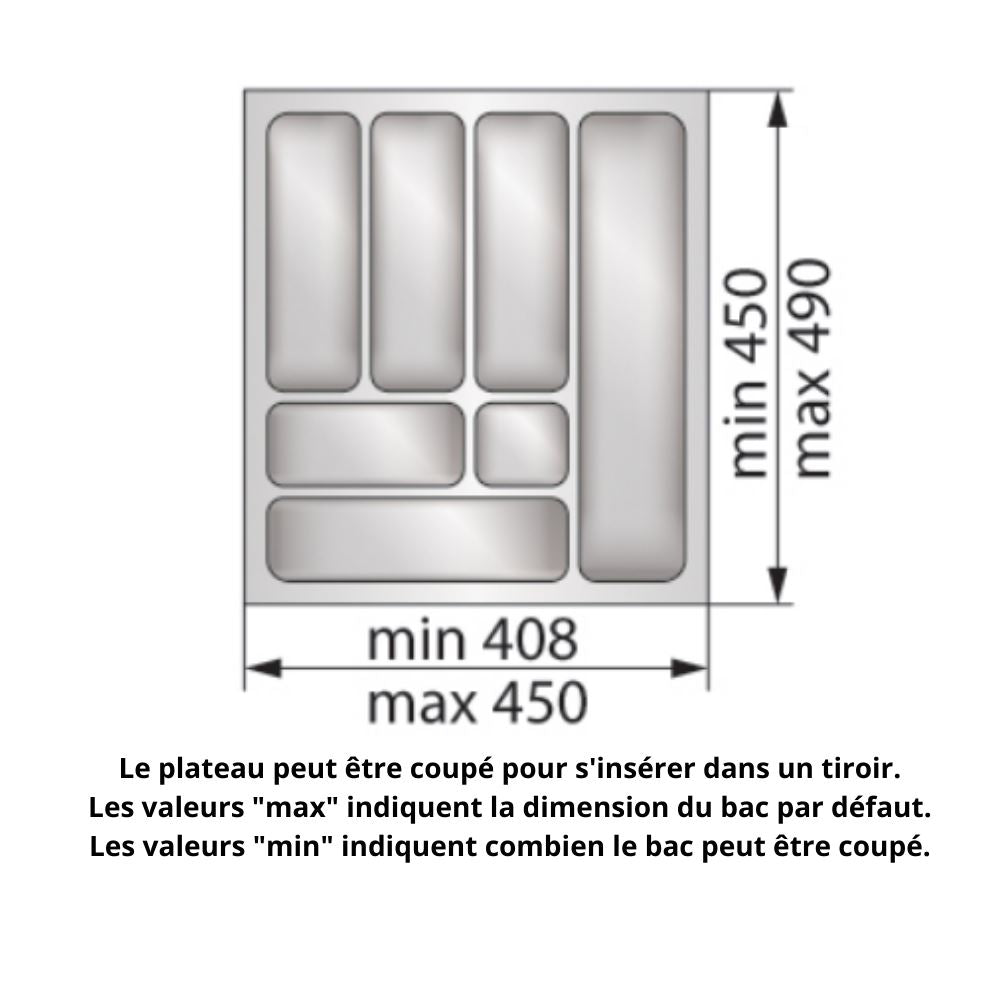 Range-couverts pour tiroir, largeur du meuble: 500 mm, profondeur: 490 mm - Métallique NTP 