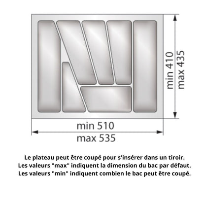 Range-couverts pour tiroir, largeur du meuble: 600 mm, profondeur: 430 mm - Blanc NTP 