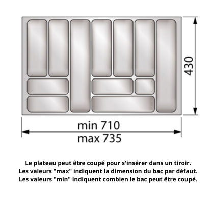 Range-couverts pour tiroir, largeur du meuble: 800 mm, profondeur: 490 mm - Blanc NTP 
