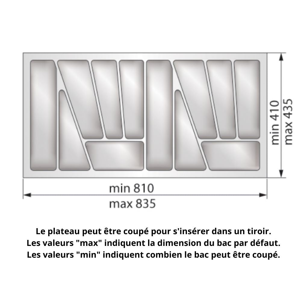 Range-couverts pour tiroir, largeur du meuble: 900 mm, profondeur: 430 mm - Blanc NTP 