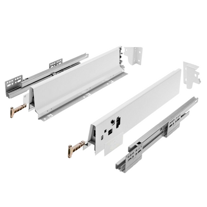 Système de tiroir à fermeture silencieuse, BASSE, H: 68 mm, Blanc 270-550mm